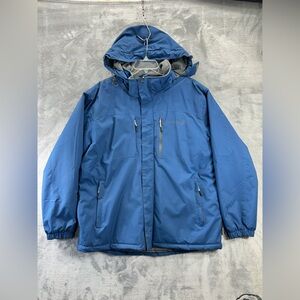 Free Country Adult XL Cold Blue Cubic Dobby Winter Jacket Lined Hooded Quilted